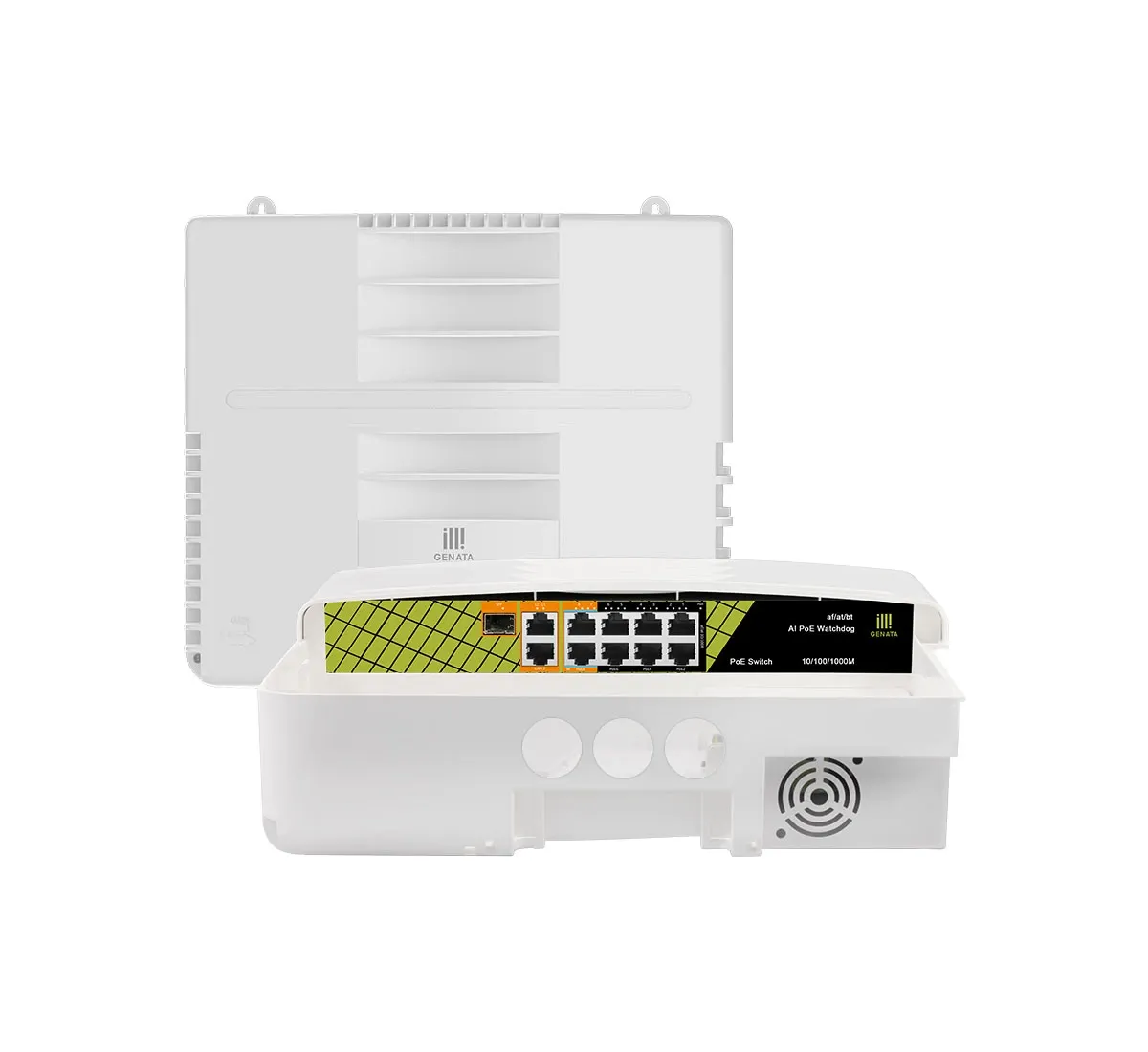 [GNT-P4804F6] 6FE(PoE)&2GE(PoE)+2GE(UP-LINK)+1SFP  AI Hybrid Waterproof PoE Switch